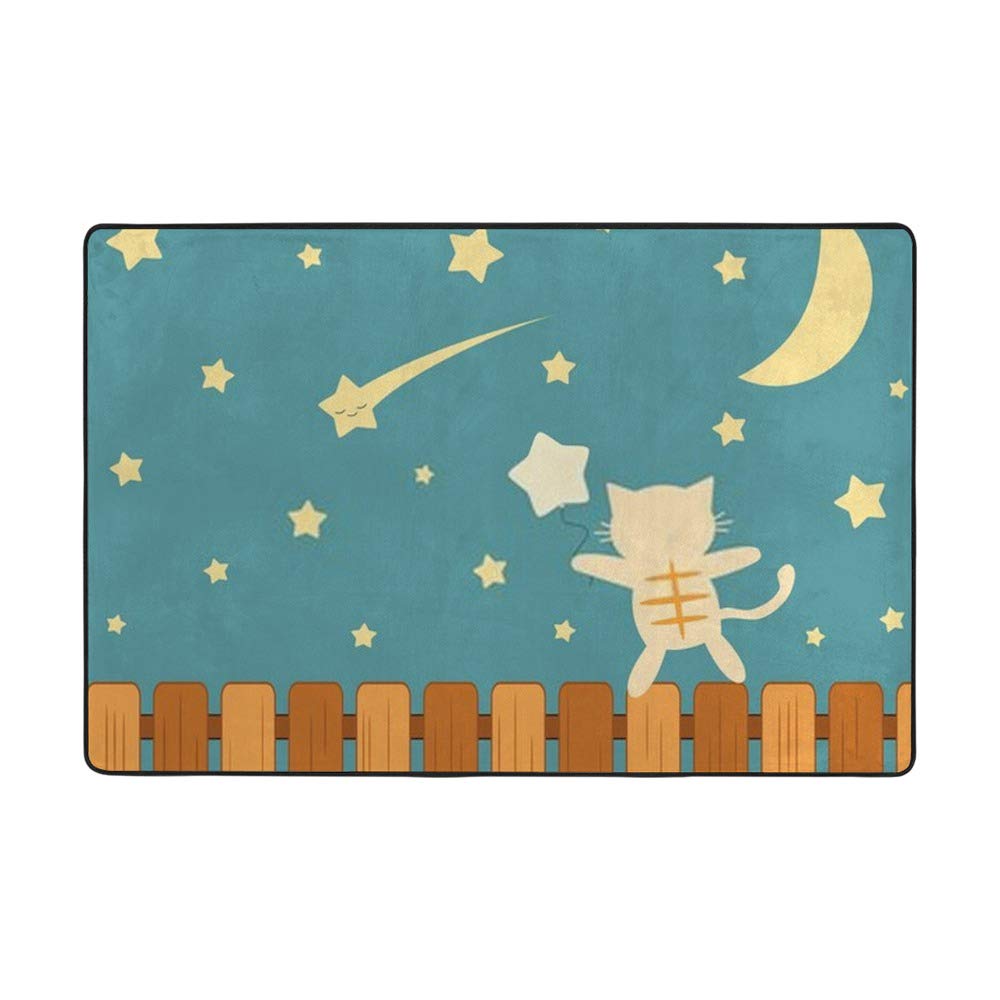 Tapis motif chat et étoile tombante pour un intérieur poétique