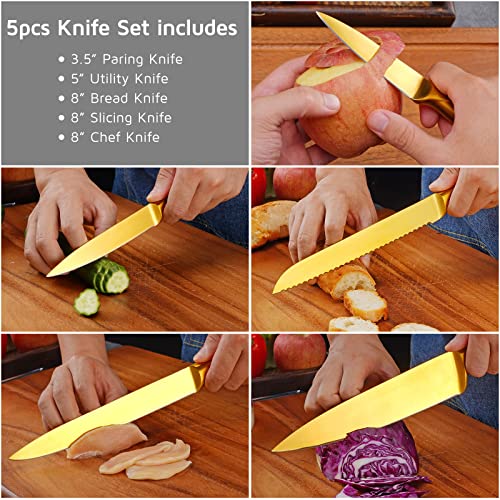 Golden-Kitchen-Knife-Set-5-Piece-WELLSTAR-Razor-Sharp-German-Stainless-Steel-Blade-and-Ergonomic-Handle-with-Gold-Titanium-Coated-Chef-Carving-Bread-Utility-Paring-for-Cutting-and-Peeling-Gift-Box