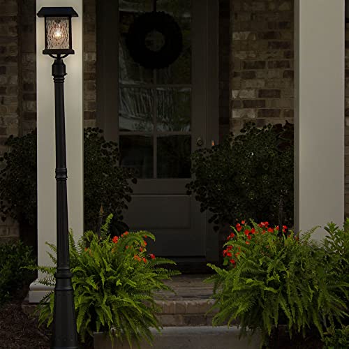Gama Sonic Aspen Solar Lamp Post Light Outdoor Waterproof, Black Aluminum with Clear Rain Glass, 3-inch Fitter for Lamp Posts or Pier Mount (Sold Separately), Warm White 2700K, 800012