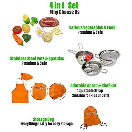 CONDIS Spielküche Zubehör Kinderküche Zubehoer Kinder Küche Zubehör Küchen Puppengeschirr Kunststoff Obst und Gemüse zum… – Bild 3