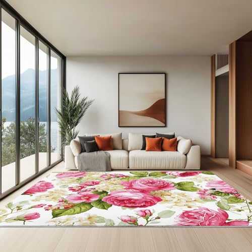 Tapis de salon rose moderne 180x240 tapis à poils courts