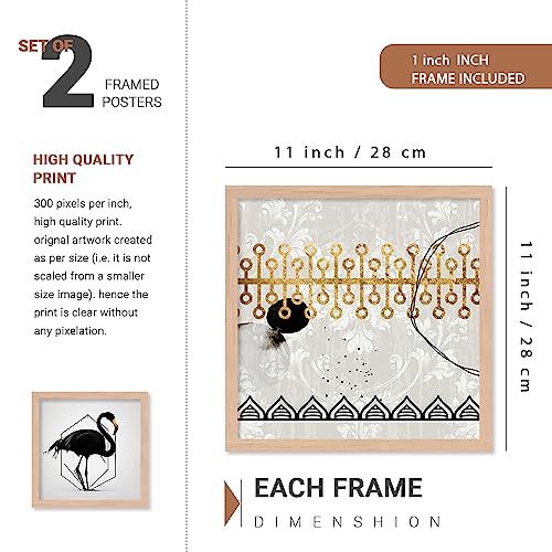 Image of kotart Minimal Colorful Abstract Modern Art Wall Painting with Frame for Living Room Bedroom Hall Office - Framed Painting for Wall Decoration - Wall Decor for Home - Pack of 4 (Art 1, Small (10x13 or 10x10 inch))