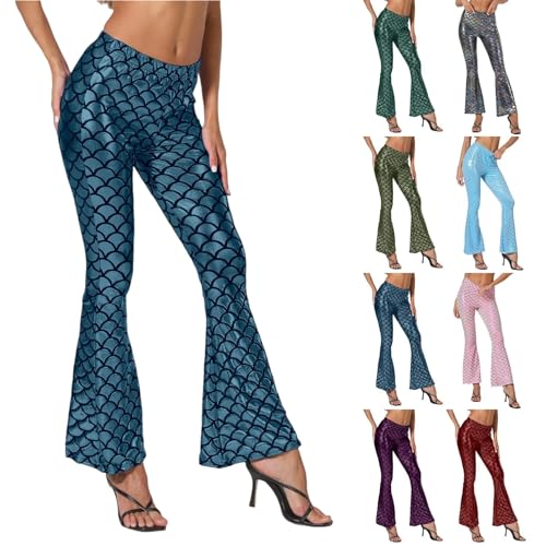Costume de sirène pour femme - Legging évasé pour femme avec imprimé écailles de poisson -...