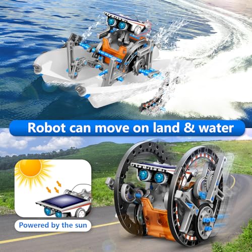 13-in-1 solar robot toys for ages 8 9 10 11 12 year old boys girls stem science kits for kids age 8-12 building experiments robotics kit stem projects for kid christmas birthday gifts gray