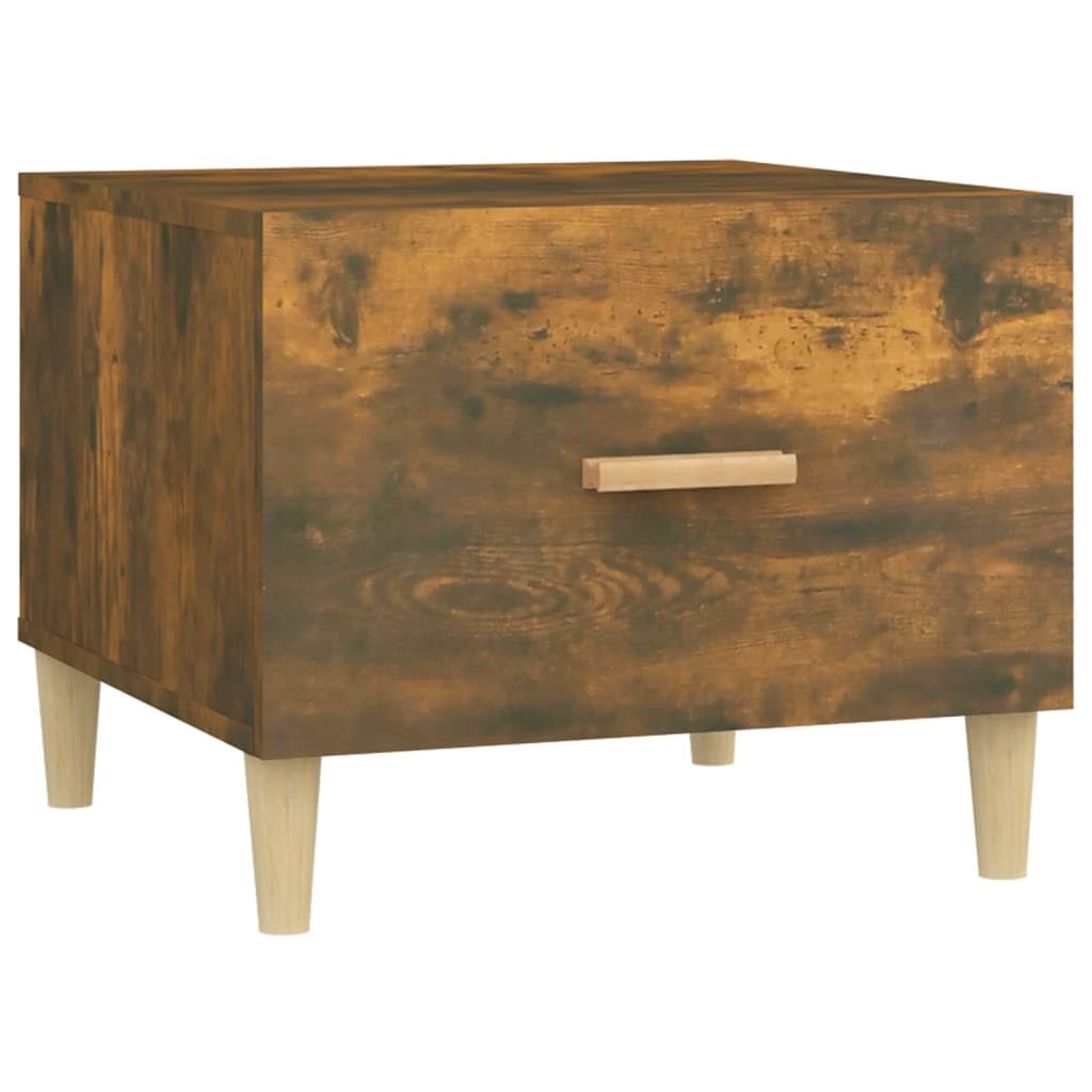 2er Set Couchtische Räuchereiche 50x50x40cm Holzwerkstoff | Beistelltische mit Schublade für das Wohnzimmer, stabiler Holzwerkstoff, minimalistischer Nachttisch im Doppelpack.