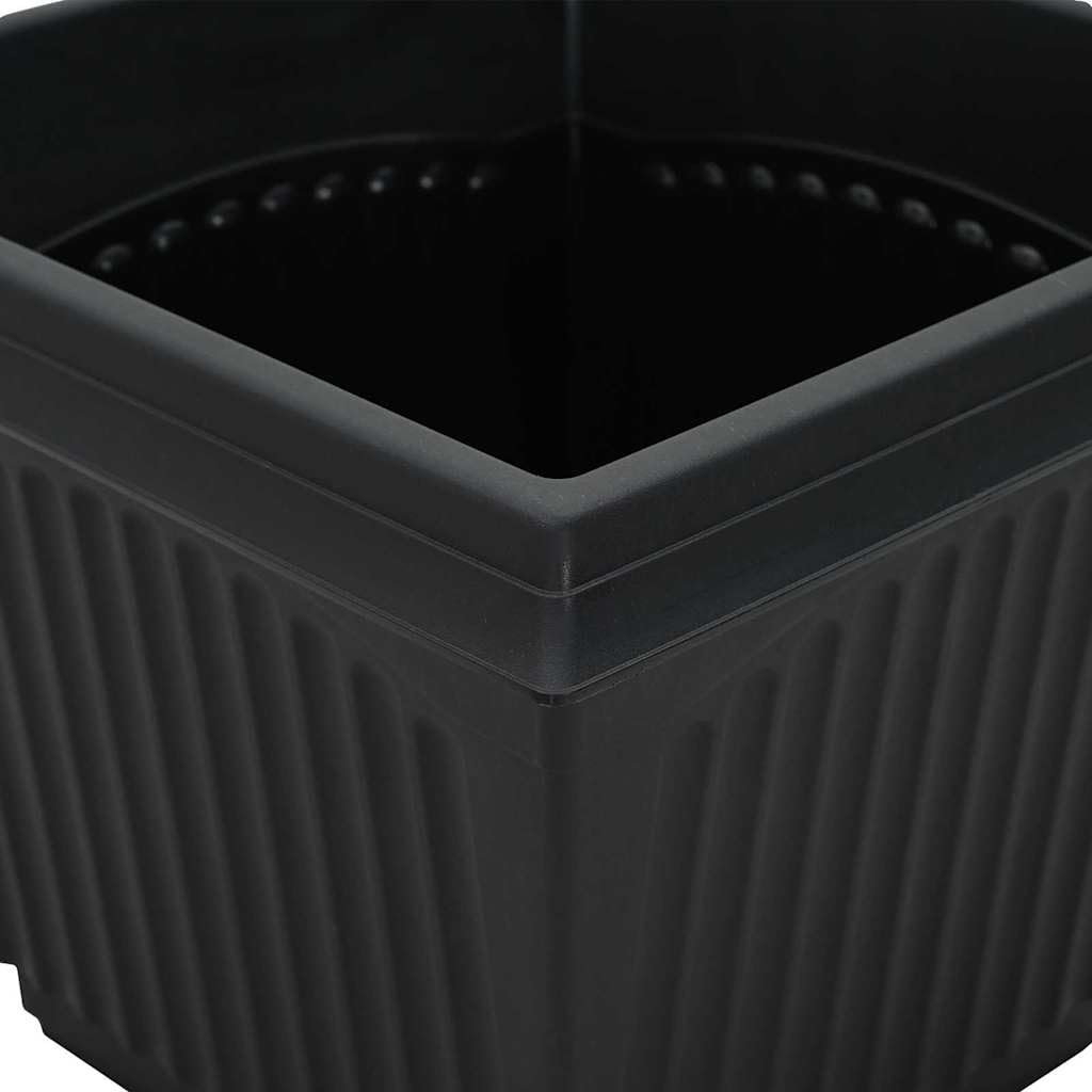 6er Set Quadratischer Blumentopf Schwarz 38x38x30 cm, Moderner Pflanzkübel aus Kunststoff für Außen und Innen, Wetterfester Pflanztopf für Garten Balkon und Terrasse