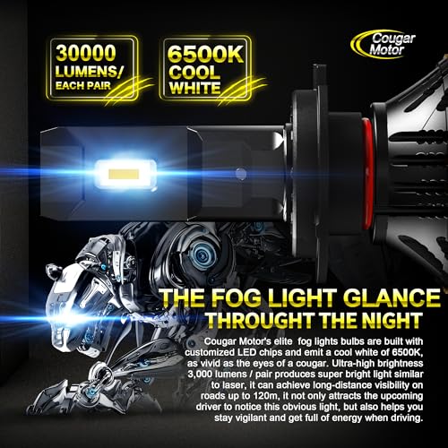 image for Cougar Motor Ultimate H7 LED Fog Light Bulb, 30000LM 120W High-Focus 6