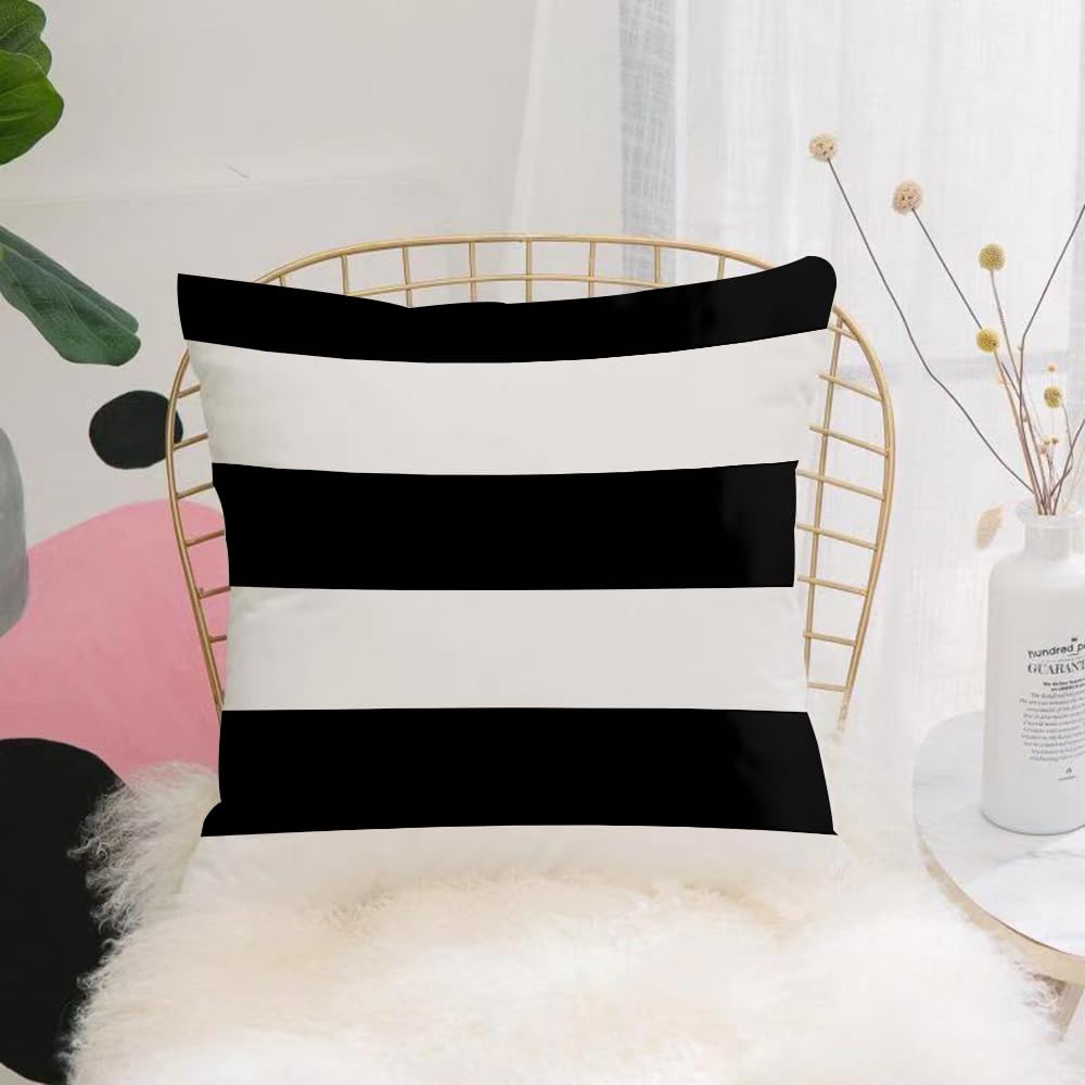 HYMSXW Cushion Cover,Throw Pillow Case Home Decorative for Living Room Bedroom Sofa Chair 20X20 Inch,Geometric black and white block stripes,Pillowcase 50X50cm