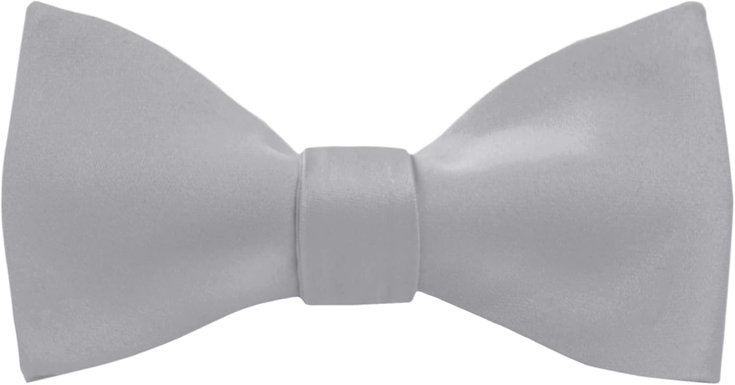 Jacob Alexander Men's Self Tie Freestyle Solid Color Bowtie Silver