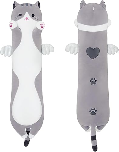 Miniatura 9 de Peluche largo de gato negro  Almohada para abrazar de 27.5 pulgadas, lindo regalo de animal de peluche para niños (27.5 pulgadas)