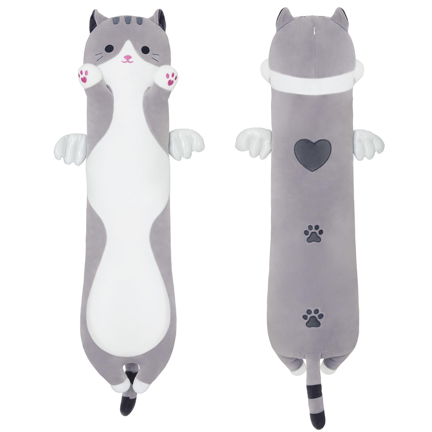 MIAOHAHA Long Plush Toy Cat Pillow Cute Plush Cat Toy Doll Stuffed Animal Cat Hugging Pillow for Sleeping Gift for Kids and Girls(Gray,90cm/35.4in)
