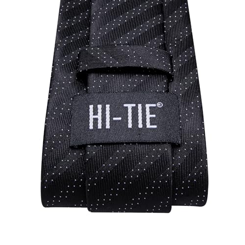 Image of Hi-Tie Silk Ties for Men Plaid Paisley Striped Necktie Pocket Square Cufflinks Set Formal Business