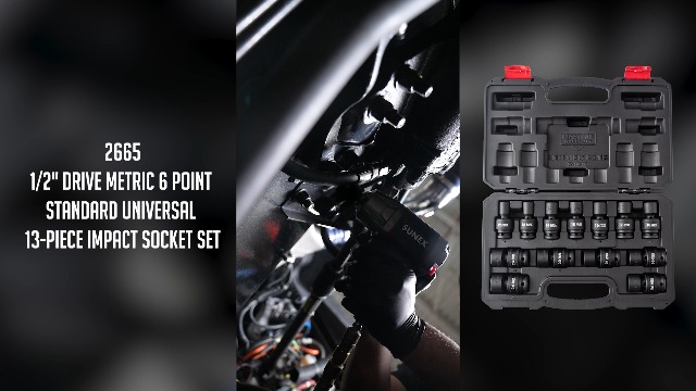 SUNEX TOOLS 2665, 1/2 Inch Drive Universal Impact Socket Set, 13