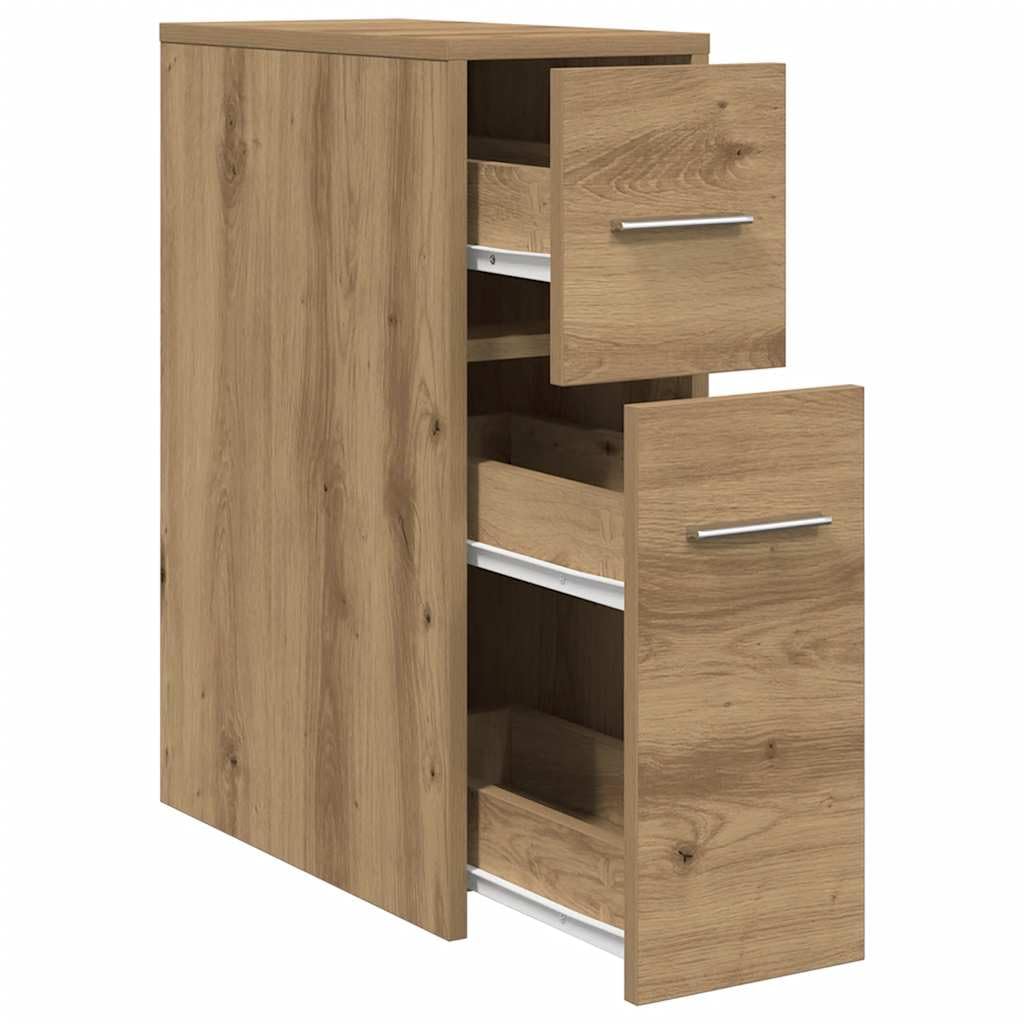 vidaXL Armario de baño Estrecho con Ruedas Madera Roble artisian