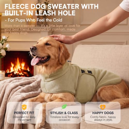 Image of Queenmore Small Dog Sweater,Soft Fleece Dog Vest Dog Jacket with Leash Hole