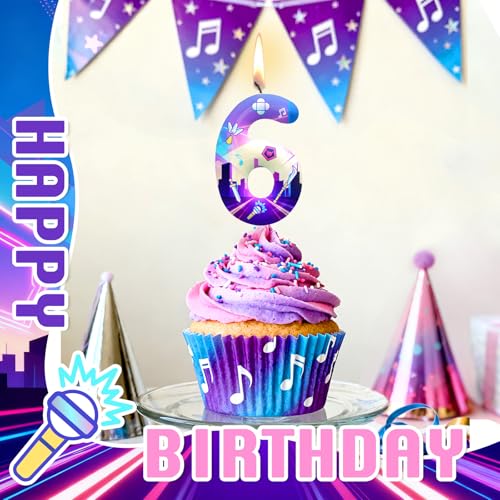 Image of Purple Number 3 Birthday Candles, Cartoon Themed Cake Toppers for Boys Girls Cake Decorations, Birthday Decorations Party Supplies, Number Candles for Party Decor