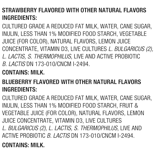 Activia Probiotic Dailies Strawberry and Blueberry Low Fat Yogurt Drinks, Delicious Daily Probiotic Yogurt Drinks to Help Support Gut Health, 3.1 fl oz, 8 Count