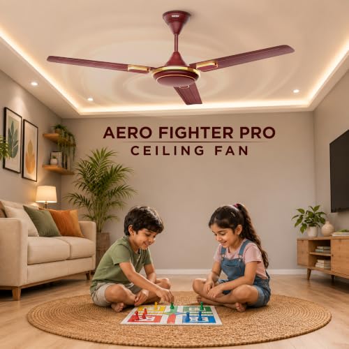 Image of Intex Aero Fighter Pro 1200MM Ceiling Fan | 380 RPM High Speed | 215 m /min Air Delivery | 14 Pole Motor | Double Ball Bearing | Inverter Compatible | Low Noise | Energy Efficient | Rich Brown