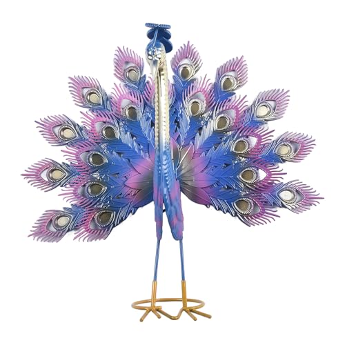ReachMall Statue de Paon réaliste en métal, Artisanat d'art de Paon, Statue de décoration de Jardin, Grandes Statues de Jardin Debout en métal, pour...