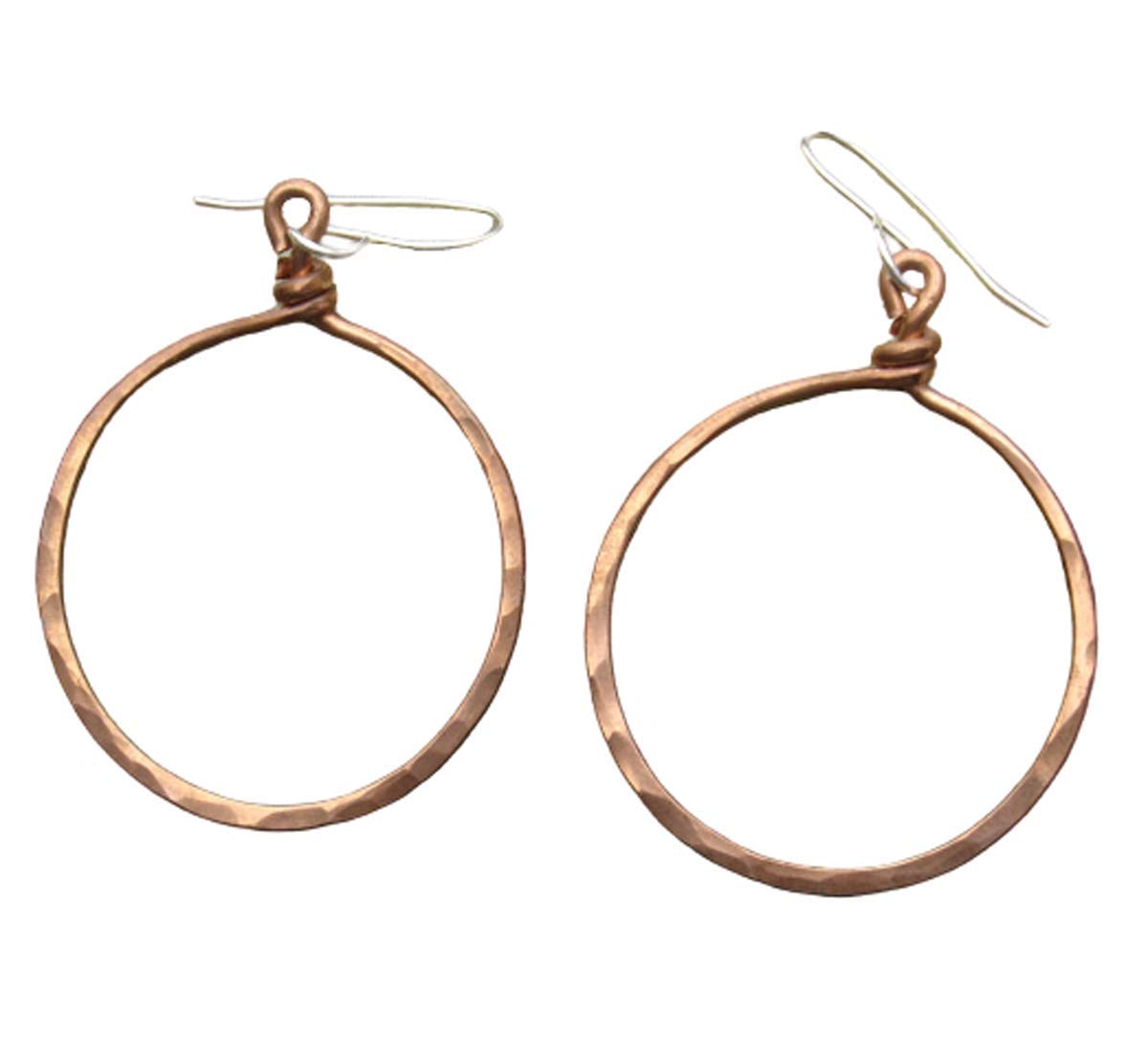 HandmadeBig Simple Hammered Copper Hoop Earrings, Handmade in Oregon USA by Nicholas and Felice, Casual