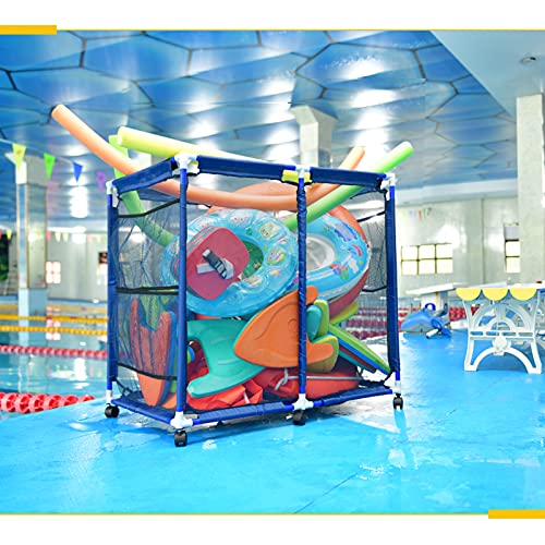 SEESNOW Pool Storage Bin, Pool and Ball Storage Organizer with Nylon Mesh Basket, for Pool Floats, Balls, Toys, Air Dry Quickly and Easily Roll The Storage Bins To Your Home Garage, Extra-Large, Blue - Image 5