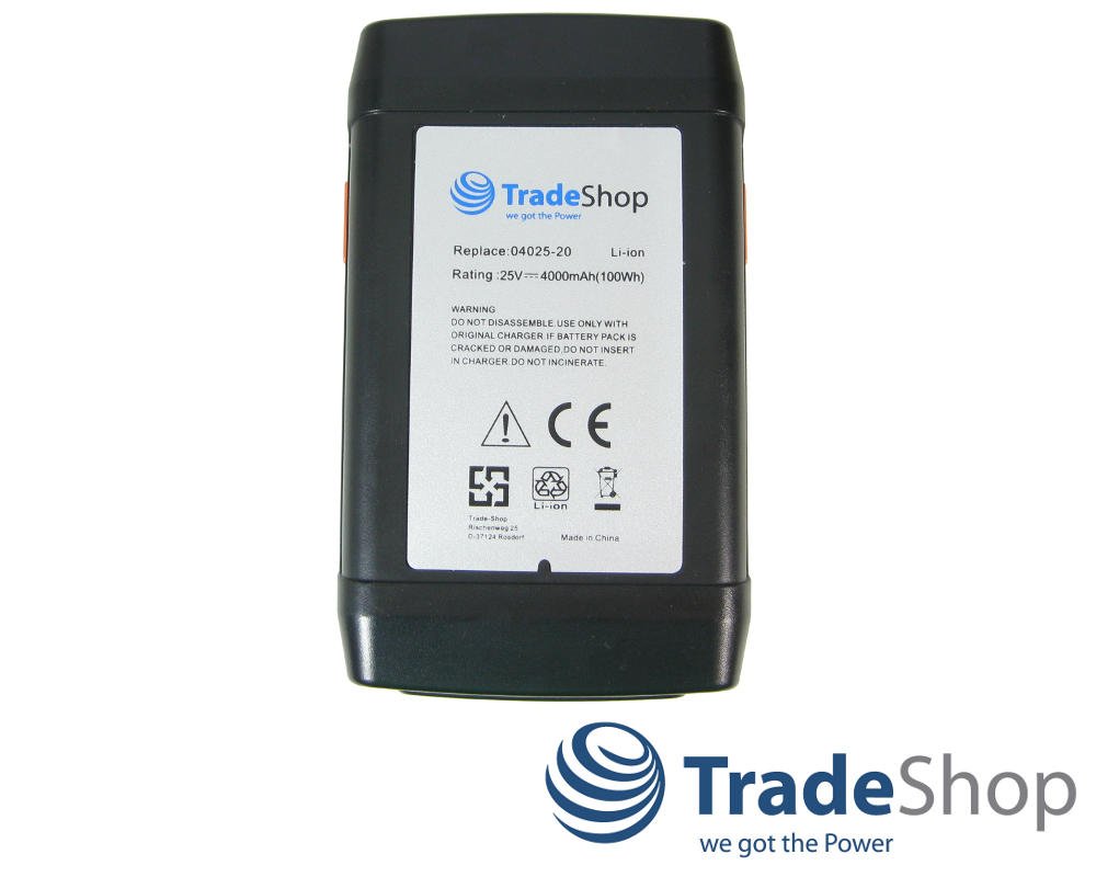 2 x Batería de ion de litio de alto rendimiento 25 V/4000 mAh, sustituye a Gardena 04025 – 20, 8838, 4025 – 20 para Gardena Cortacésped 380li 380 C 380ec