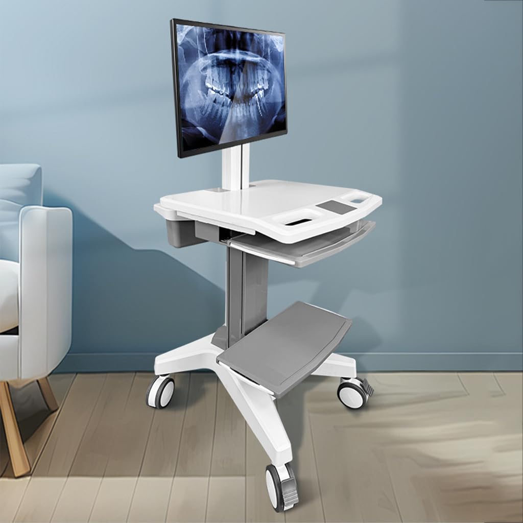 Carrello Mobile, Altezza Regolabile 80-102 Cm, Carrello da Laboratorio con Ruote, Dotato di Quattro Ruote Piroettanti Silenziose, Adatto per Laboratori, Stoccag