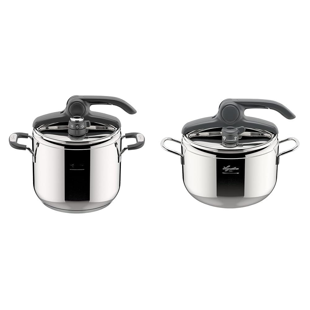 Lagostina Briosa LagoeasyUp Pentola a Pressione in Acciaio Inox 18/10 con Apertura Facile & Irradial Control Lagoeasy'UP Pentola a Pressione 5 L in Acciaio