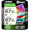Paquete combinado de cartuchos de tinta 67XL, color negro, compatible con HP Ink 67 67XL Work para DeskJet 2827e 2700 2700e 2755 2755e 2855e 4100 4155e 4133e 4255e Envy 6000 6455e 6020e 6400 0 647 5E