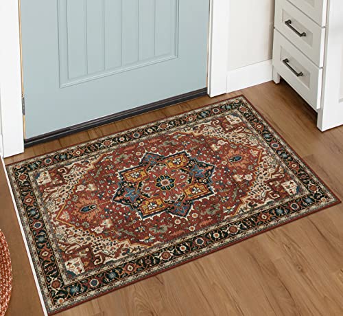 Moynesa Ultra-Thin Washable Area Rug - 2x3 Small Kitchen Rug for Entryway Mat, Oriental Non-Slip Non-Shedding Indoor Floor Carpet for Bathroom Sink Bedroom Living Room Coffee Table Hardwood Floors