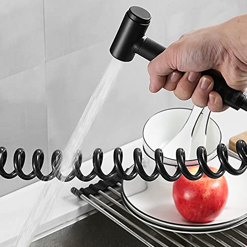 Grifo de cocina de pared negro en latón giratorio y extensible 6