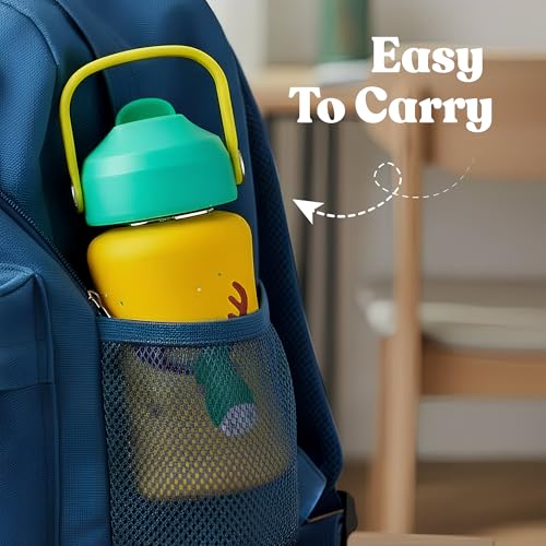 Image of rabitat Steel Play 3.0 Water Bottle for School Kids 450ml, 1+1 Year Brand Warranty | Steel Water Bottle | Steel Bottles | BPA-Free Leak-Proof, Flip-Lock Sipper, EasyCarry Handle Coolest Kid Ever