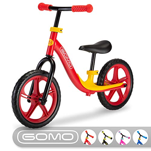 GOMO Bicicleta de Equilibrio niños de 18 Meses, 2, 3, 4 y 5 años de Edad - Bicicletas de Empuje de Colores Ultra Frescos para niños pequeños/sin Pedal, Scooter, Bicicleta con reposapiés