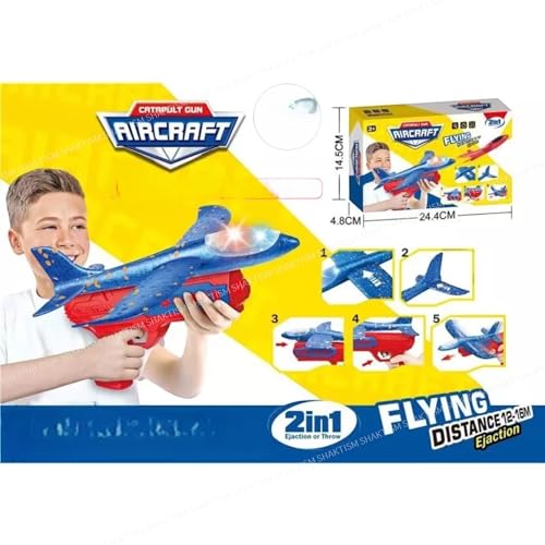 Image of SHAKTISM Airplane Launcher Toys, Flight Modes, Foam Plane with Launcher, Airplane Launcher Toys, Flight Mode Catapult Plane Toy for Kids,Throwing Foam Plane with Launcher One-Click Ejection