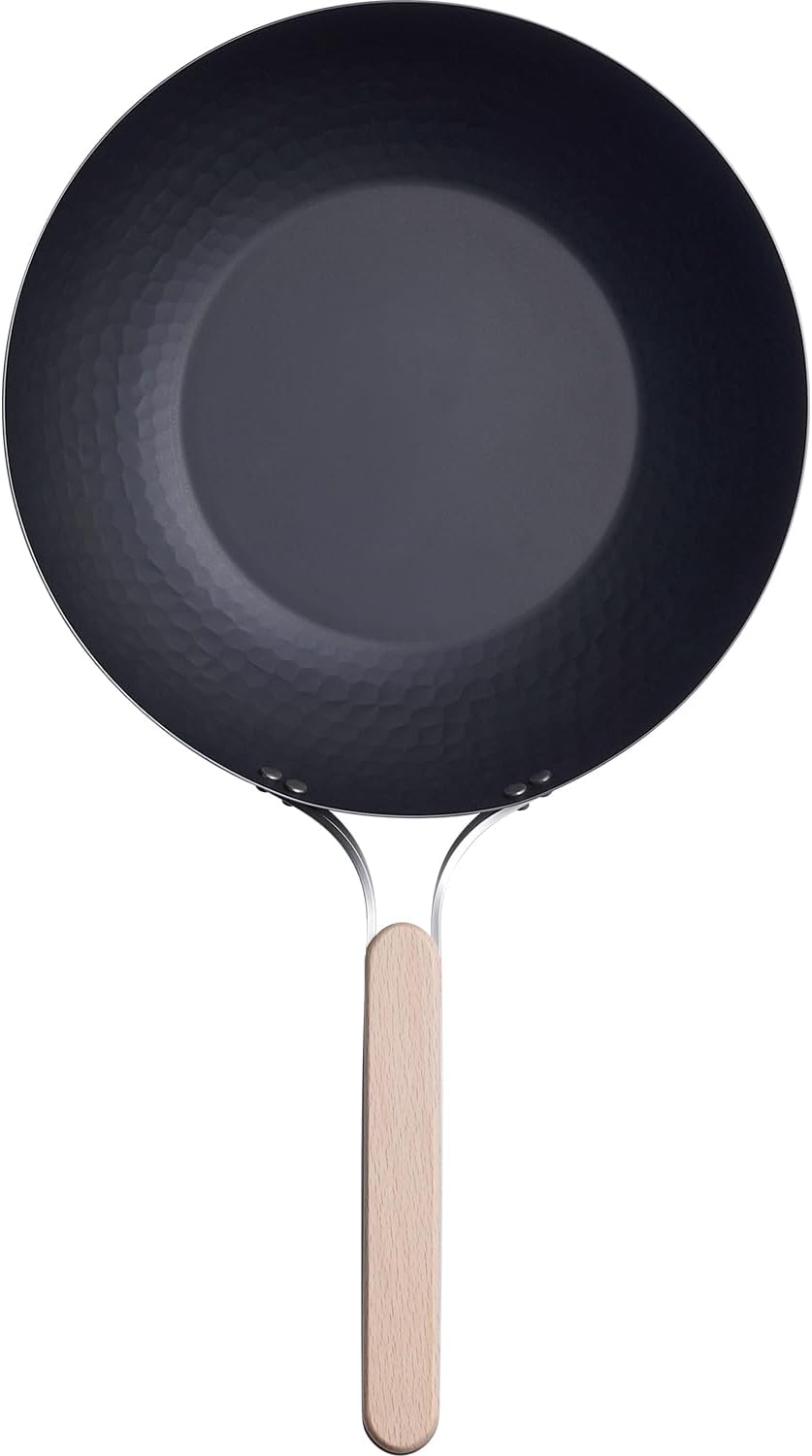 Wahei Freiz EN-012 Enzo Enzo Iron Wok, 10.2 inches (26 cm), Induction Compatible, Gas Frying Pan, Wok Pan, Wooden Handle, Made in Japan