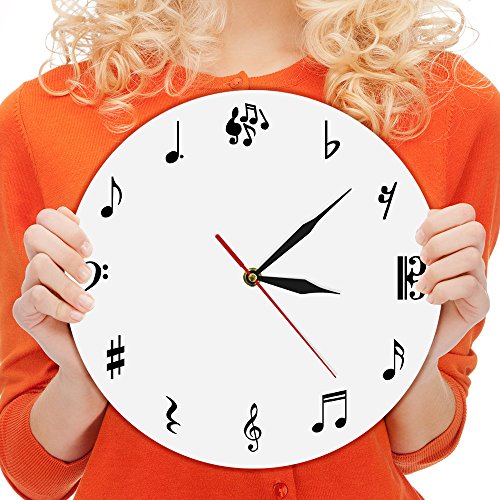 The Geeky Days Musical Notes Wall Clock Personalized Music Sign Modern Simple Watch Time Wall Clock Round Shape Creative Art Wall Decor Unique Gift For Music Lover #TOP1