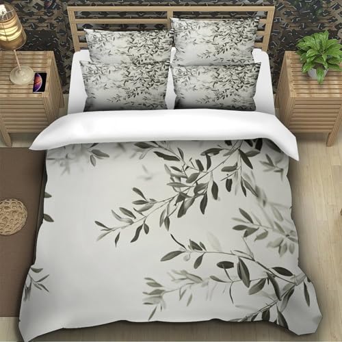 Housse de couette imprimé botanique 220x240cm microfibre hypoallergénique lit double - 5