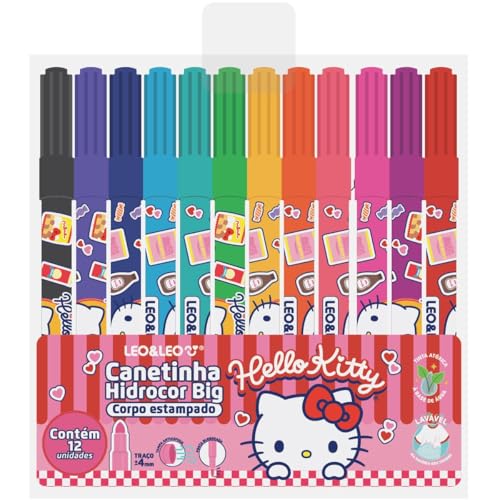 Hidrocor Big Corpo Estampado Hello Kitty - Estojo C/ 12 Und Leo&leo