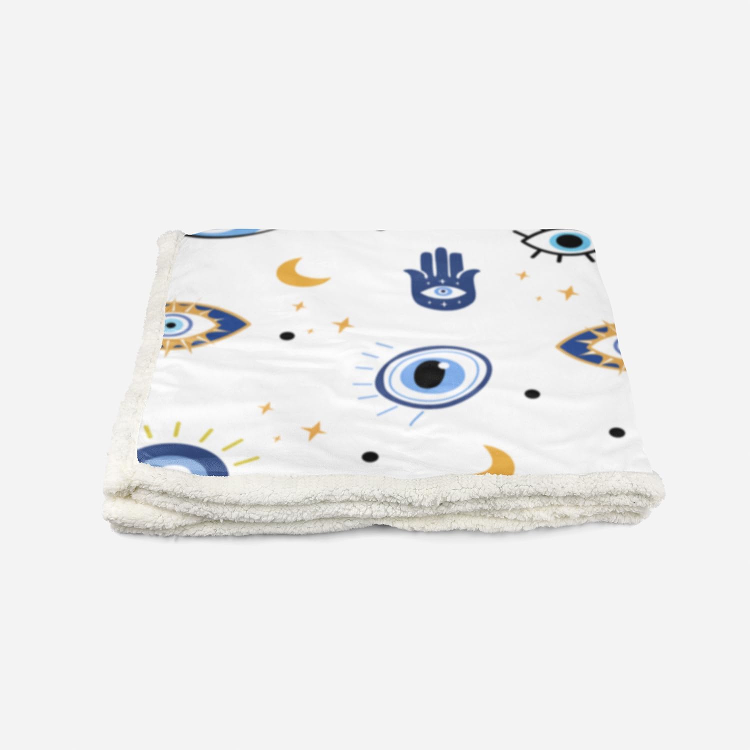 AILONEN Evil Eye Sherpa Fleece Throw Blanket for Kids Girls Boys,Modern Evil Eye Fleece Blanket,Beautiful Boho Style Fleece Blanket,Soft Lightweight Decor for Sofa 47 x 31 Inches Inches - Image 4