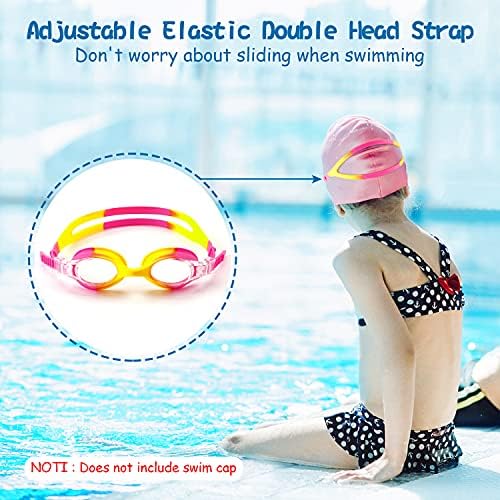 COOLOO Kids Swimming Goggles, 2-PACK Swimming Goggles Kids 6-14, Anti-Fog, UV Protection, NO Leaking Adjustable Silicon Swim Goggles for Children Girls Boys Swimming