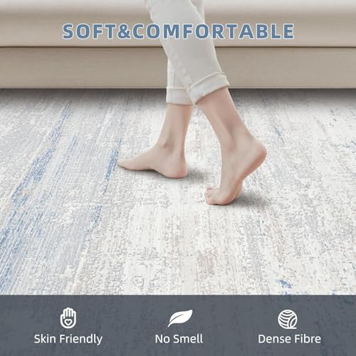 Tapis antidérapant et doux 200x250cm gris abstrait pour un entretien facile - 2