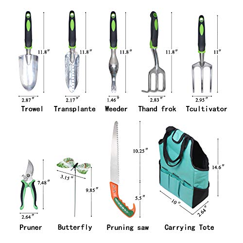 PBHEPJ Garden Tools Set.Succulent Tool Set.5 Piece Aluminum Kit.Pruning Shears.Butterfly.Knee Protection.Pruning Saws.Garden Storage Bag.Gardening Gloves.Gardening Gifts Tools Set for Man Woman
