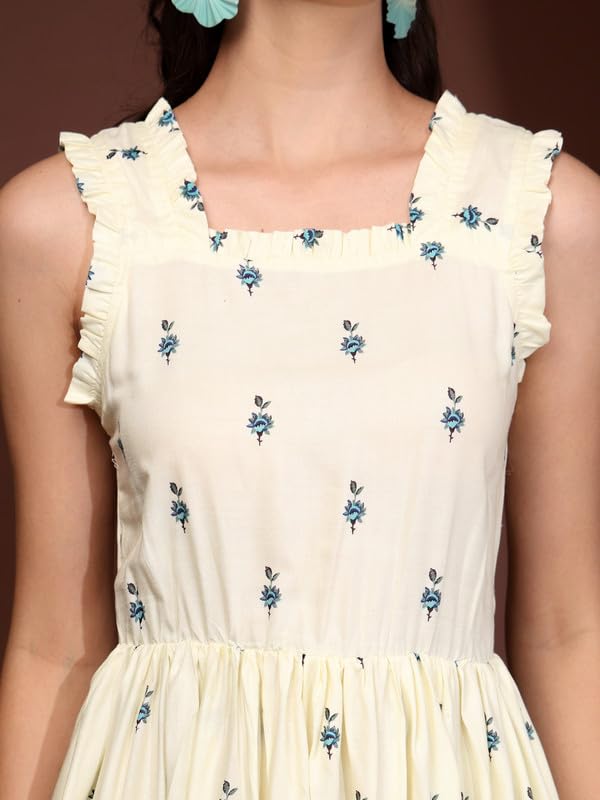 Image of Dress for Women | New Rayon Floral Printed Flared Maxi Dress for Women & Girl's