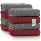 NatureMark Handtücher - Set mit 8 Stück – 100% Baumwolle, Weich & Saugfähig, Premium Qualität für Badezimmer, Spa und Fitness, 50 × 100 cm, Bordeaux/Anthrazit