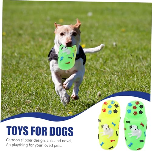 FONDOTIN 2 Stück Bissfestes Kauspielzeug Hund Aus Ungiftigem Gummi Mit Pfeifton Hausschuh Design Zur Zahnreinigung Für Hundewelpen Haustierspielzeug