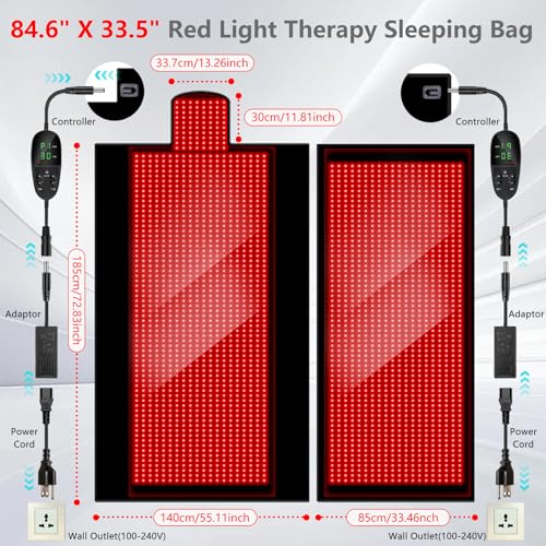846-X-335-2680-Pcs-LED-Red-Light-Therapy-Mat-Full-Body-Sleeping-Bag-Extra-Large-650nm-850nm-Red-and-Near-Infrared-Light-Therapy-Bed-Blanket-Device-with-3-Mode-9-Timer-Pain-Relief-Detachable