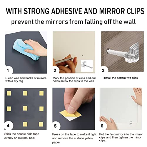 Diweimer Full Length Wall Mirror Tiles 10 Inch X 4Pcs Adhesive Mirror Tiles, Frameless Full Body Mirror Glass Wall Mirrors For Home Gym, Door, Bedroom, Living Room #TOP4