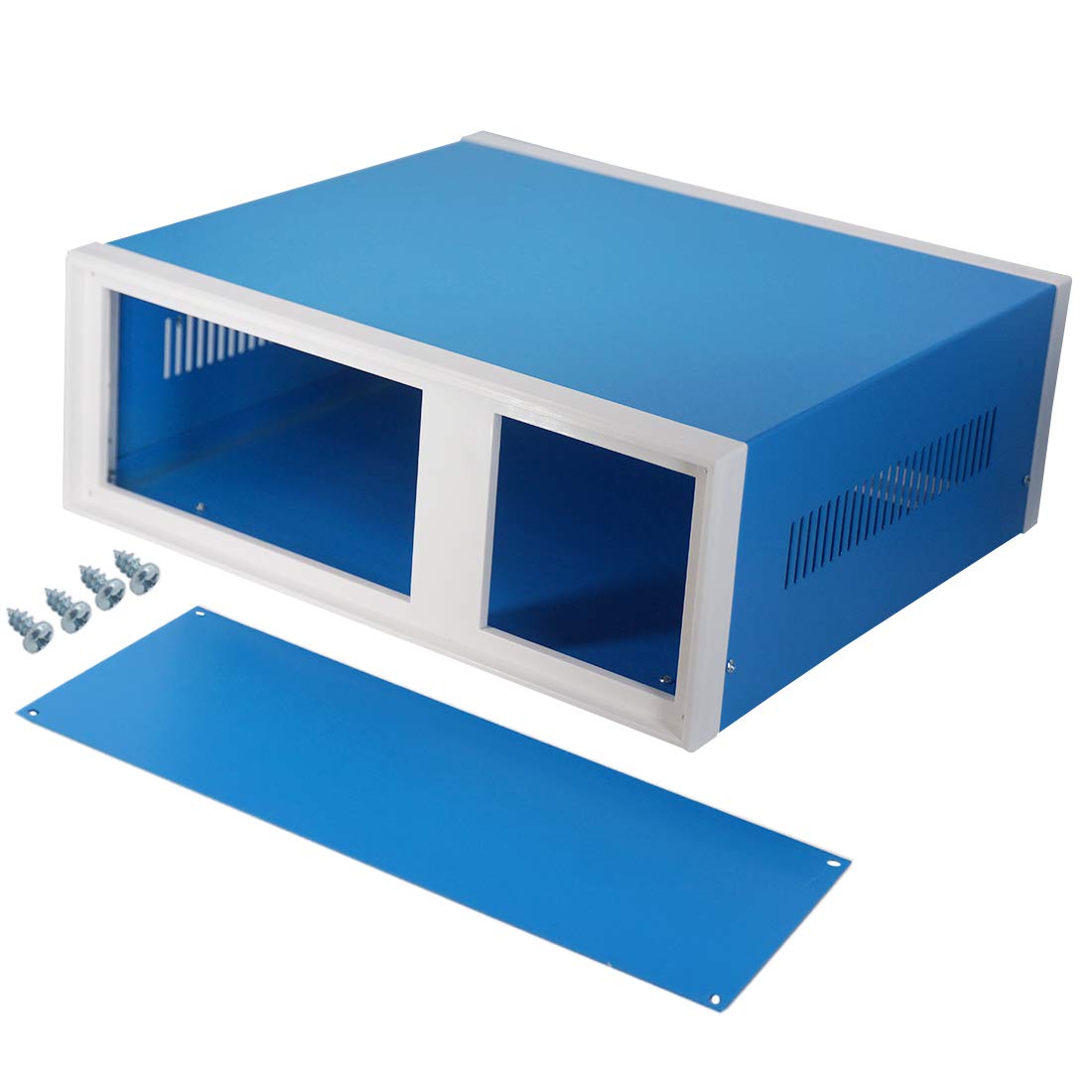 Zulkit Junction Box Blue Metal Project Box DIY Electric Enclosure Case Preventive Case Electrical Box 12.2 x 11.2 x 4.5 inch