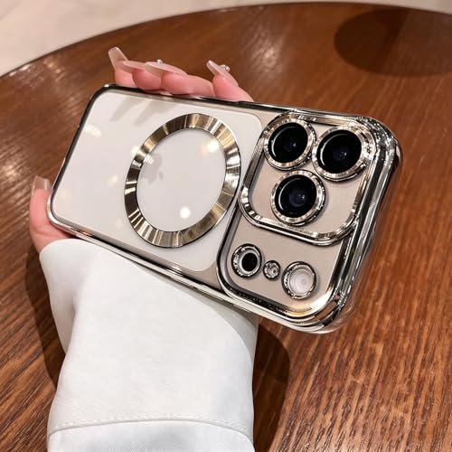 LXK Magnetic Clear for iPhone 17 Pro Case with Camera Protector, Silver