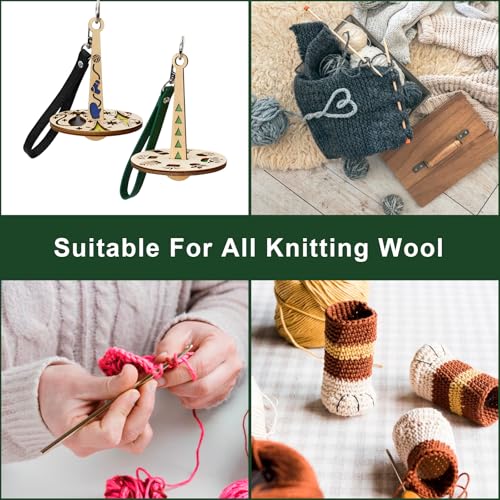Image of Portable Wrist Yarn Holder for Crocheting, Acrylic Crochet Yarn Ball Holder with Wrist Strap, Yarn Spinner for Crocheting Knitting Craft Lovers, Portable Wooden Wrist Yarn Holder with Leather Strap